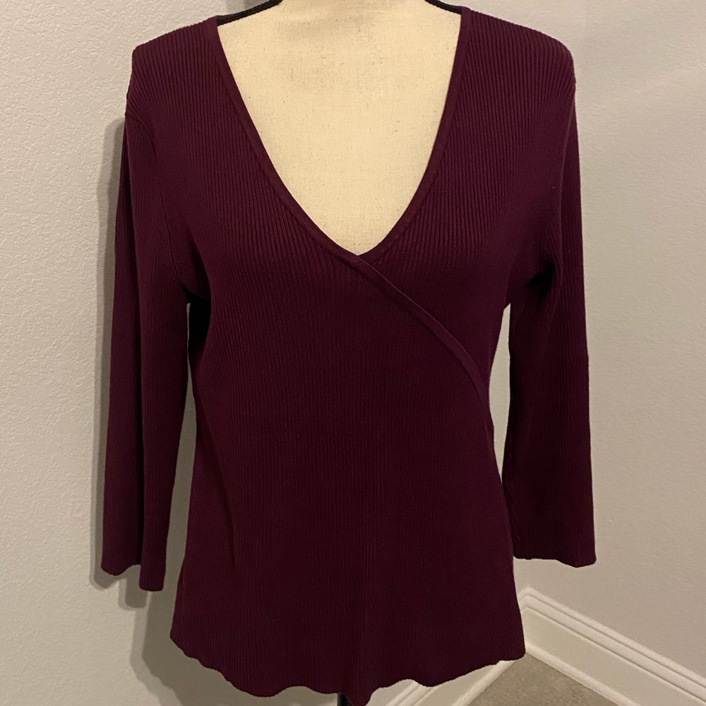 Purple Faux Wrap Sweater